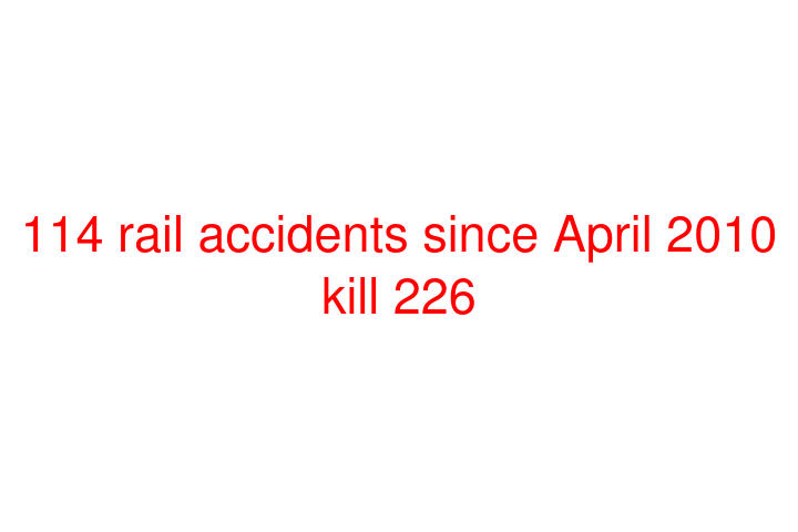 114 rail accidents since April 2010 kill 226