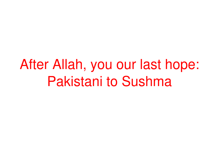 After Allah, you our last hope: Pakistani to Sushma