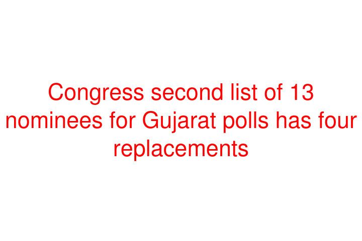 Congress second list of 13 nominees for Gujarat polls has four replacements