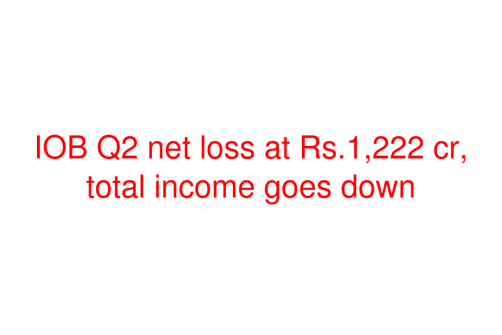 IOB Q2 net loss at Rs.1,222 cr, total income goes down