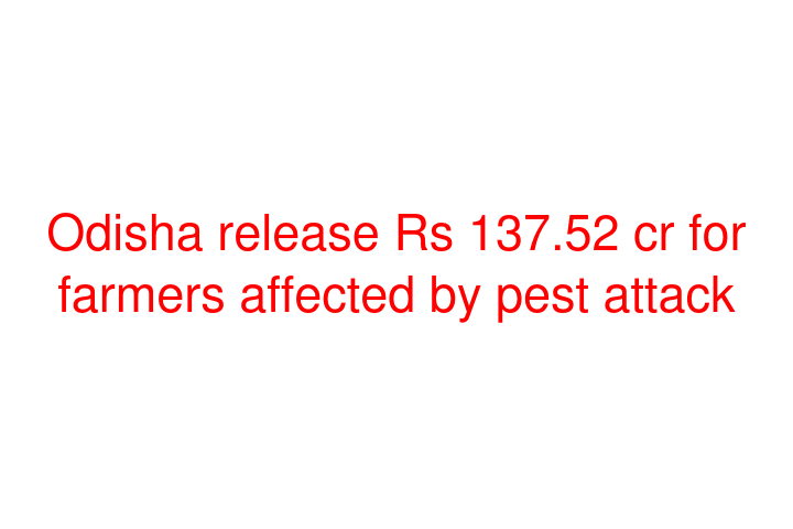 Odisha release Rs 137.52 cr for farmers affected by pest attack