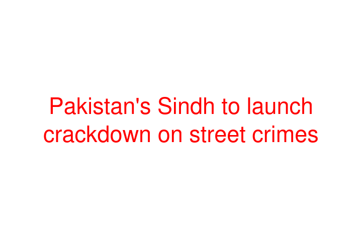 Pakistan's Sindh to launch crackdown on street crimes