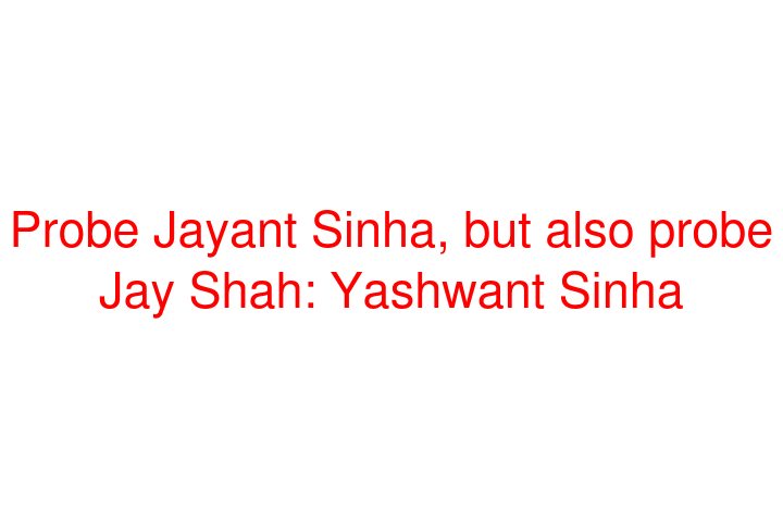 Probe Jayant Sinha, but also probe Jay Shah: Yashwant Sinha