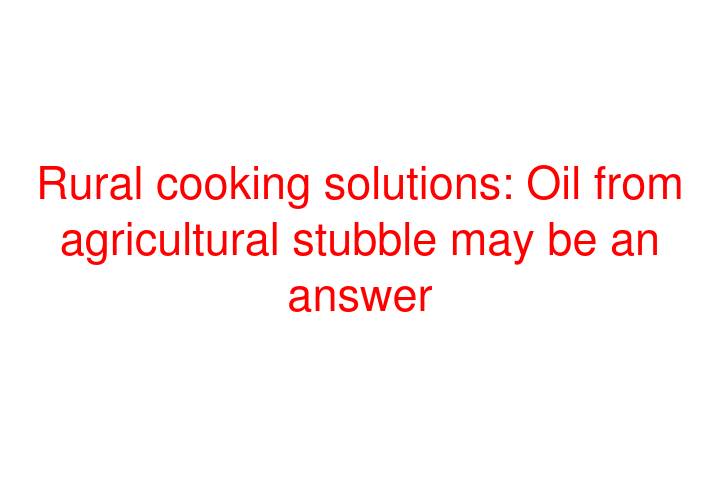 Rural cooking solutions: Oil from agricultural stubble may be an answer