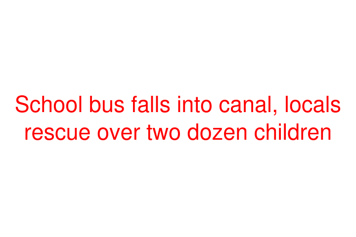 School bus falls into canal, locals rescue over two dozen children