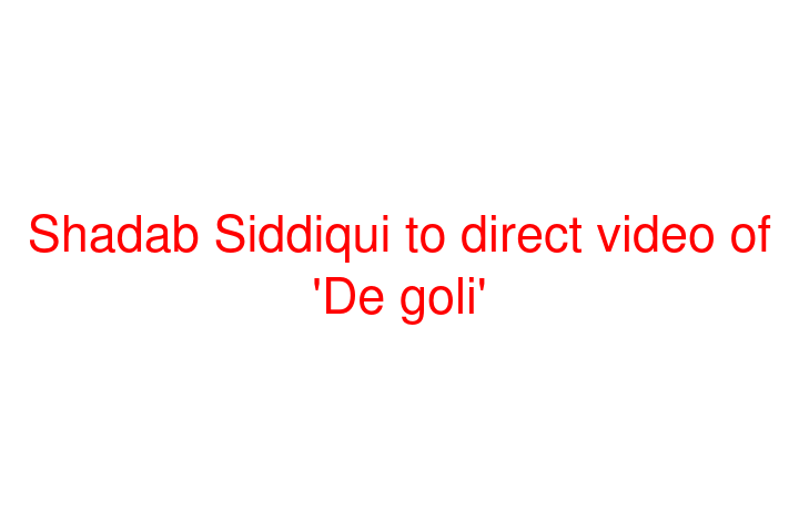 Shadab Siddiqui to direct video of 'De goli'