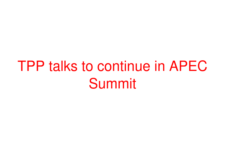 TPP talks to continue in APEC Summit