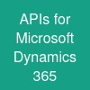 APIs for Microsoft Dynamics 365