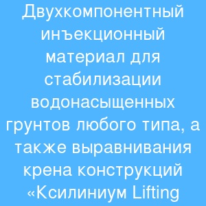 Двухкомпонентный инъекционный материал для стабилизации водонасыщенных грунтов любого типа, а также выравнивания крена конструкций «Ксилиниум Lifting Foam» Двухкомпонентный инъекционный материал для стабилизации водонасыщенных грунтов любого типа, а также выравнивания крена конструкций «Ксилиниум Lifting Foam»