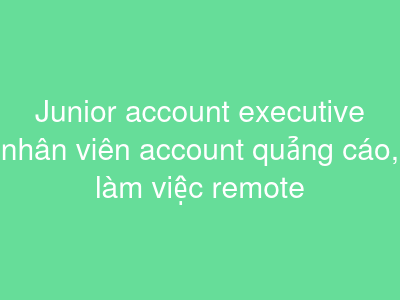 Junior account executive nhân viên account quảng cáo, làm việc remote