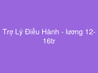 Trợ Lý Điều Hành - lương 12- 16tr