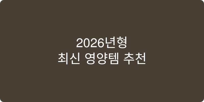 2026년형 최신 영양템 추천