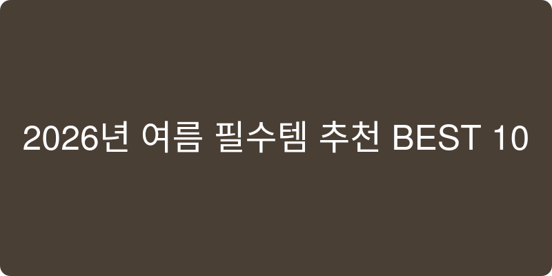 2026년 여름 필수템 추천 이미지