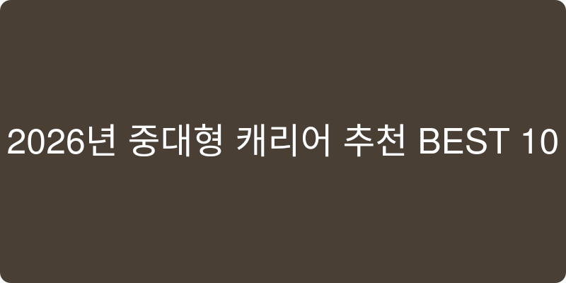 2026년 중대형 캐리어 추천 이미지