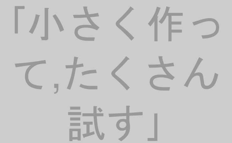 ｢小さく作って,たくさん試す｣